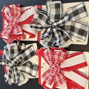4 Large Christmas Holiday Bows 10"x22" 2 Styles